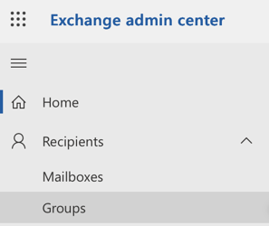 Groups in Exchange admin center Recipients menu