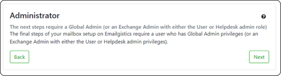 Global Admin confirmation page