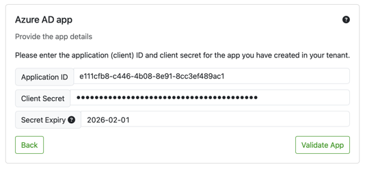 Azure AD app details form