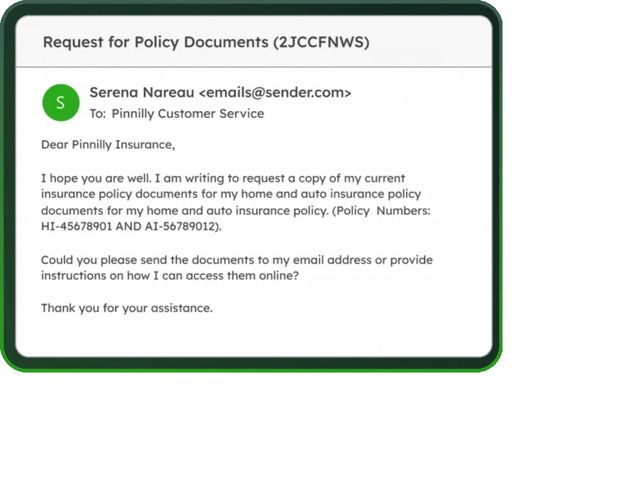 An email is automatically assigned in Emailgistics