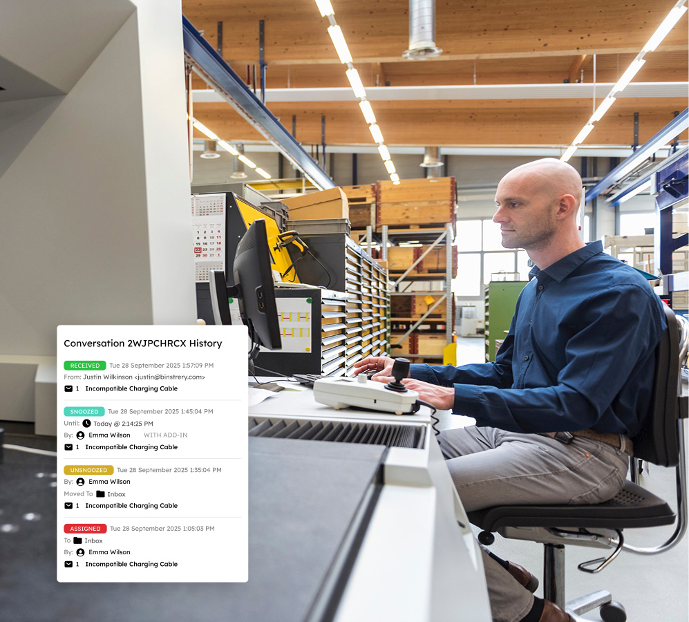 Team email management for manufacturing