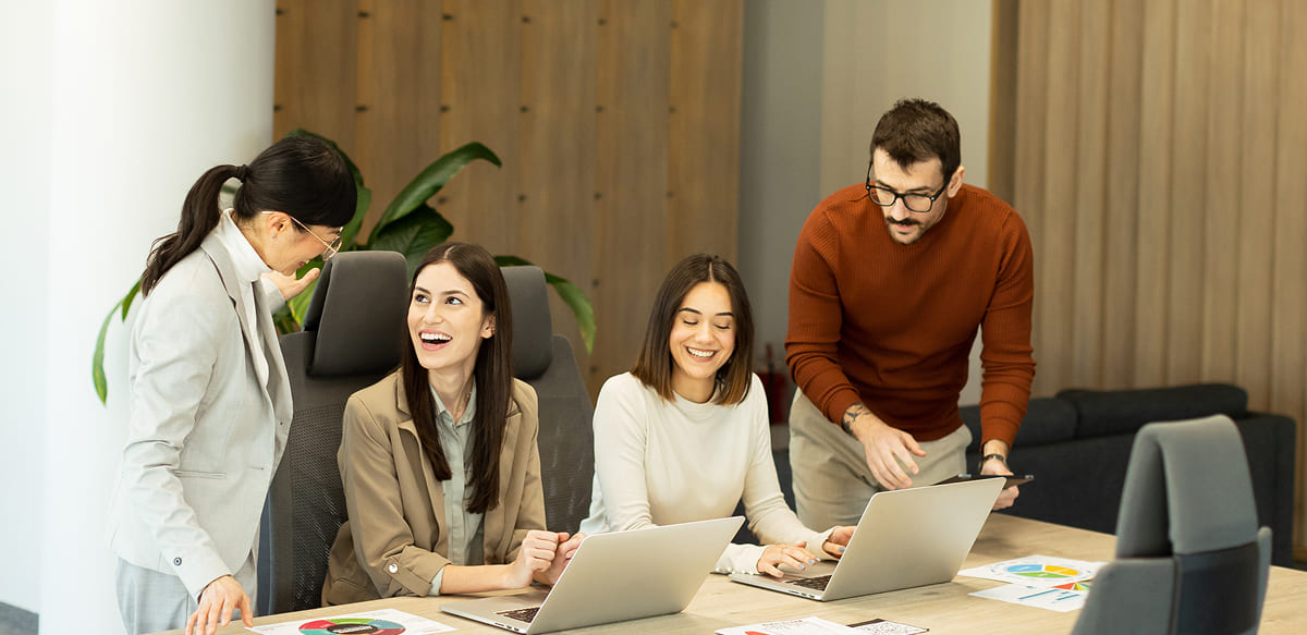 Team collaborating in an office